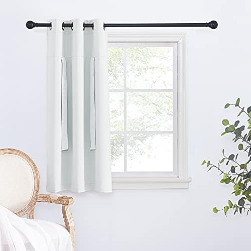 NICETOWN Blackout Tie Up Curtain for Kitchen, Adjustable Window Shade Blind for Bathroom, Grommet Curtain Panel for Thanksgiving, 34" Wide by 45" Long, Greyish White - Image 2