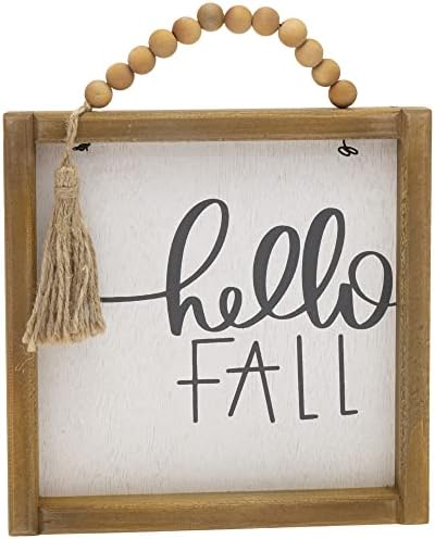 Boston International Metal Sign Fall Autumn Thanksgiving Decorative Wall Art, 8 x 8-Inches, Hello Fall by BostonInternational