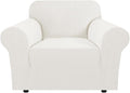 H.VERSAILTEX Stretch Chair Slipcover Sofa Cover Furniture Protector Cover High Spandex Small Checks Knitted Jacquard Sofa Cover Chair Covers for Living Room (Armchair 31"-40", Porcelain White)