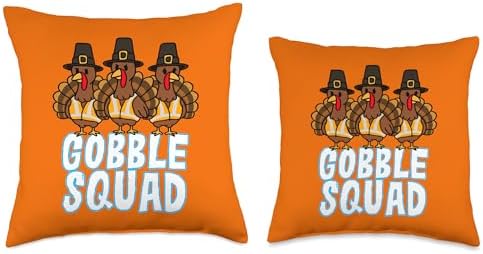 Coworker Swagazon Associate Thanksgiving Turkey Gobble Squad Throw Pillow - Image 3