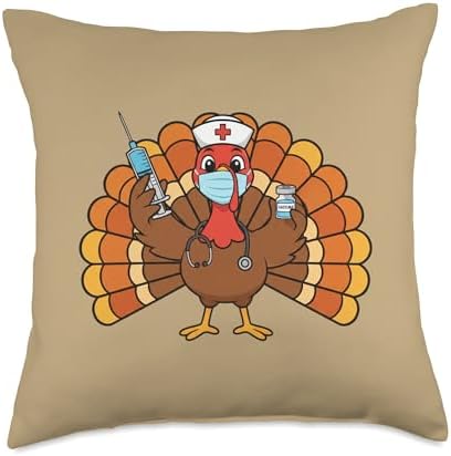 Doctor Thanksgiving Vaccinated Turkey Vaccine Season MD Hum Throw Pillow by Unknown