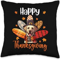Happy Thanksgiving Labrador Cosplay Leopard Turkey Owner Throw Pillow by Unknown