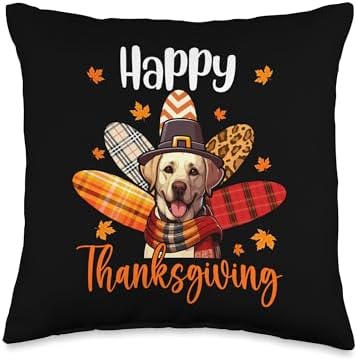Happy Thanksgiving Labrador Cosplay Leopard Turkey Owner Throw Pillow by Unknown