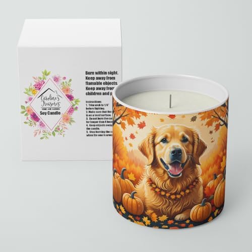Caroline's Treasures DAC1049CDL Golden Retriever Fall Decorative Soy Candle Nature Soy Wax Essential Oil Home Decor Ideal for Bedroom Kitchen Bath Office Gift, 10 oz - Image 2