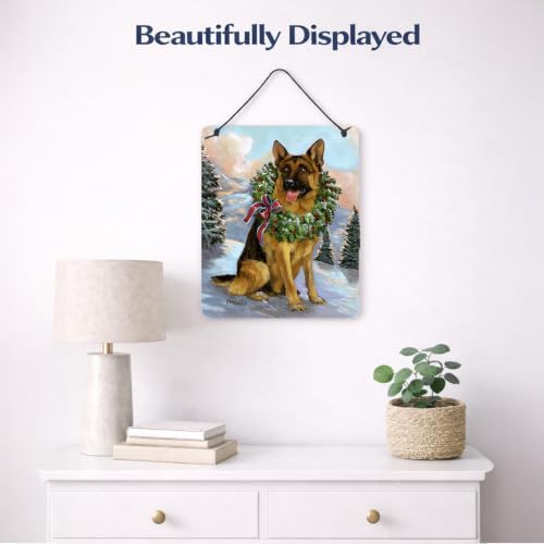 Caroline's Treasures PPP3098DS1216 German Shepherd Christmas Honor Wall or Door Hanging Prints Aluminum Metal Sign Kitchen Wall Bar Bathroom Plaque Home Decor Front Door Plaque, 12x16, Multicolor