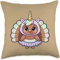 Mom Thanksgiving Unicorn Turkey Cute Mom Outfit Throw Pillow by Unknown