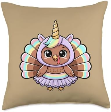 Mom Thanksgiving Unicorn Turkey Cute Mom Outfit Throw Pillow by Unknown
