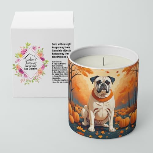 Caroline's Treasures DAC1025CDL White Boxer Fall Decorative Soy Candle Nature Soy Wax Essential Oil Home Decor Ideal for Bedroom Kitchen Bath Office Gift, 10 oz - Image 2