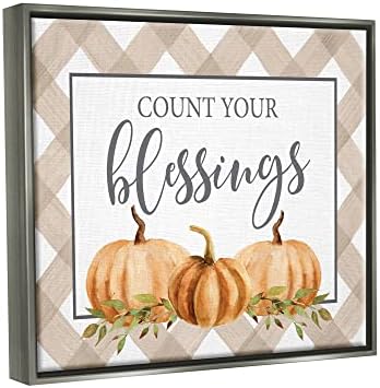 'Count Your Blessings Thankful Pumpkin Tartan'| Floating Frame Canvas Art - Image 2