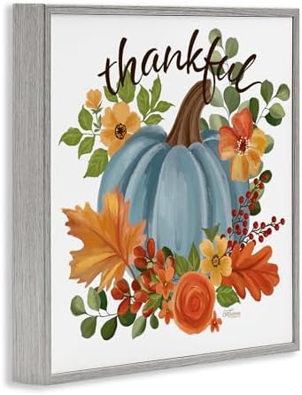 Autumnal Thankful Pumpkin Floral, 17 x 17 Inch Framed Giclée Print - Image 2
