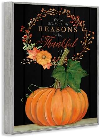 Thankful Pumpkin Thanksgiving Typography, 16 x 20 Inch Framed Giclée Print - Image 2