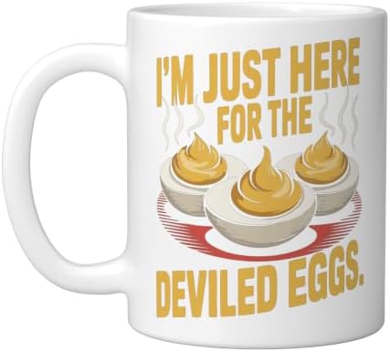 I’m Just Here for the Deviled Eggs Egg Expert Deviled Egg Ceramic Mug, White, 11oz by Unknown