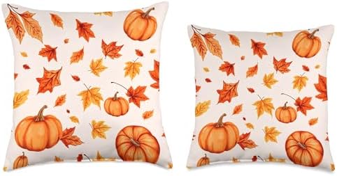 Fall Colors and Pumpkins Cozy Thanksgiving Pattern Throw Pillow - Image 3
