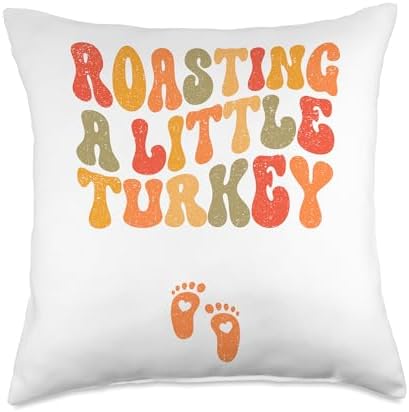 Roasting a Little Turkey Thanksgiving Pregnancy Announcement Throw Pillow by Unknown