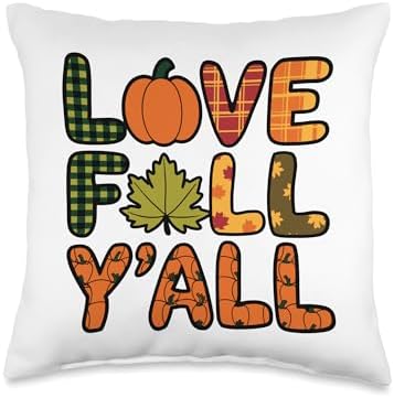 Love Fall Y'all, Family Thanksgiving Friends Giving Throw Pillow by HadleyDesigns