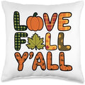 Love Fall Y'all, Family Thanksgiving Friends Giving Throw Pillow by HadleyDesigns