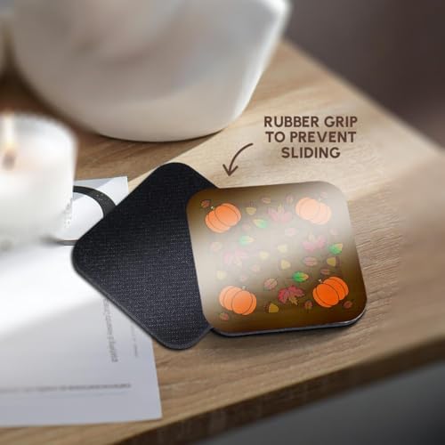 3dRose Thanksgiving Print Fall Leaves, Acorns Set of 4 Coasters - Soft - Image 4