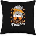 Thanksgiving Shirt Pilgrim Costume Turkey Meat Thankful Teacher Thanksgiving Day Funny Autumn Fall School Throw Pillow, 16x16, Multicolor by Unknown