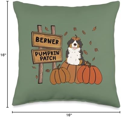 Berner Pumpkin Patch BMD Dog Lovers Thanksgiving Halloween Throw Pillow - Image 4