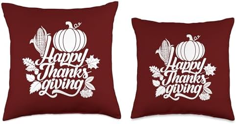 Thanksgiving Colorful Giving Thanks Turkey Tees Happy Thanksgiving Pumpkin Fall Leaves Cranberry Design Throw Pillow, 18x18, Multicolor - Image 3