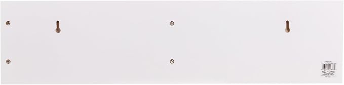 Kiera Grace Sydney Floating Shelf, Modern Wall Mounted Shelf with 3 Metal Hooks and Mail Holder for Home, Office, 24", White, 1Pack