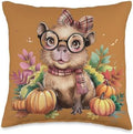 Fall Pumpkin Cute Capybara Fall Autumn Thanksgiving Throw Pillow by Unknown