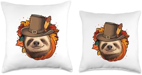 Funny Thanksgiving Sloth Throw Pillow - Image 3