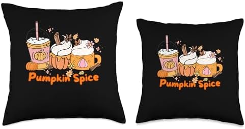 Pumpkin Spice Coffee Latte Funny Thanksgiving Cozy Autumn Throw Pillow - Image 3