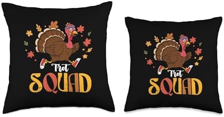 Thanksgiving Running Turkey Trot Squad Fall Women Men Kids Throw Pillow - Image 3