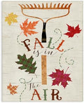Fall Garden Rake Rustic Plaid, 36 x 48 Inch Canvas Wall Art by StupellIndustries
