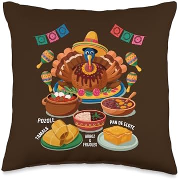 Mexican Thanksgiving Food Idea for Women Funny Turkey Latino Throw Pillow by Unknown