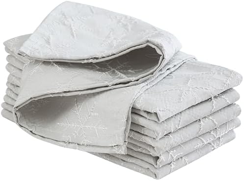 Laura Ashley Set of 6 Raised Embroidered Napkins, Snowflake Silver by LauraAshley