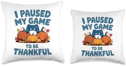 I Paused My Game To Be Thankful, Gamer Happy Thanksgiving Throw Pillow - Image 3