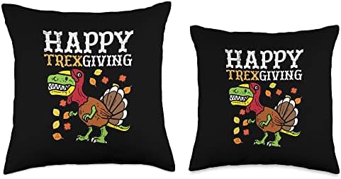 Happy Trexgiving Dino Turkey Toddler Boys Thanksgiving Kids Throw Pillow - Image 3