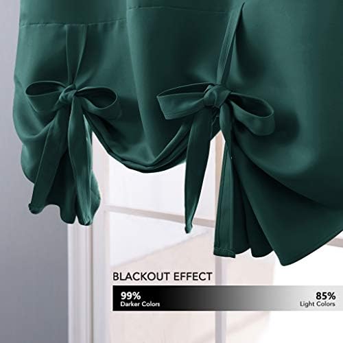 NICETOWN Roman Curtains for Kitchen - Blackout Tie Up Curtains Window Treatment Valance Adjustable Rod Pocket Balloon Shades for Bathroom Christmas, 1 Panel, 40 inches W x 54 inches L, Hunter Green - Image 3