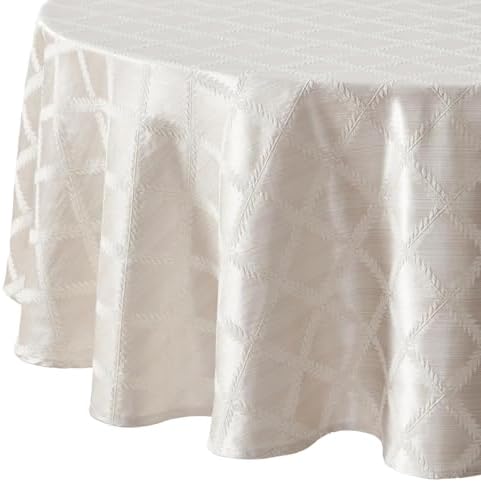 Lenox Laurel Leaf Tablecloth, Platinum - 70" W x 70" L Round - Image 2