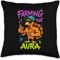 Farming That Aura Thanksgiving Turkey Teens Kids Rizz Vibes Throw Pillow by Unknown