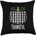 Plaid Pumpkin Thankful Thanksgiving Fall Women Girls Kids Throw Pillow by Unknown