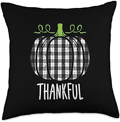 Plaid Pumpkin Thankful Thanksgiving Fall Women Girls Kids Throw Pillow by Unknown