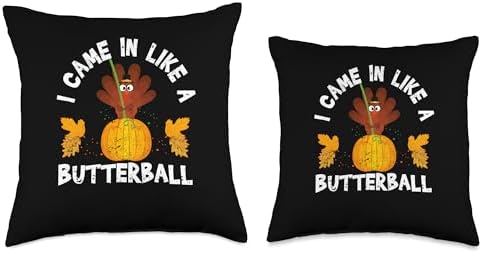 Autumn Foliage Fall Leaves Shirt Pumpkin Decor I Came in Like A Butterball Funny Thanksgiving Dinner Autumn Throw Pillow, 18x18, Multicolor - Image 3