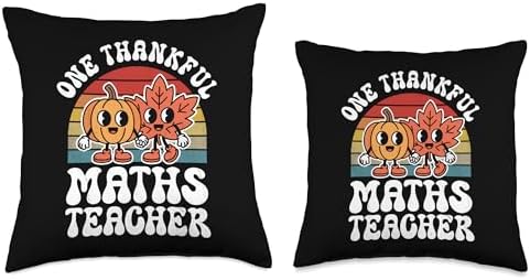 One Thankful Maths Teacher Funny Autumn Thanksgiving Throw Pillow - Image 3