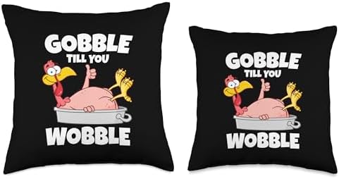 Gobble Til You Wobble Kids Outfit Toddler Thanksgiving Adult Throw Pillow - Image 3