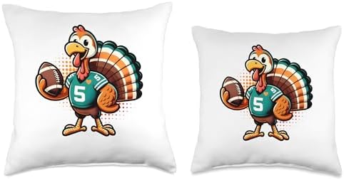 American Football Player Turkey Thanksgiving 2023 American Football Player Turkey Thanksgiving Day Sport Lover Throw Pillow, 16x16, Multicolor - Image 3