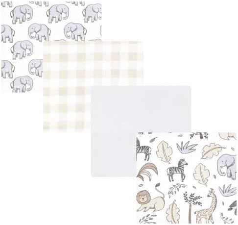 Hudson Baby Unisex Baby Cotton Flannel Receiving Blankets, Neutral Safari, One Size - Image 7