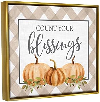 'Count Your Blessings Thankful Pumpkin Tartan'| Floating Frame Canvas Art - Image 2
