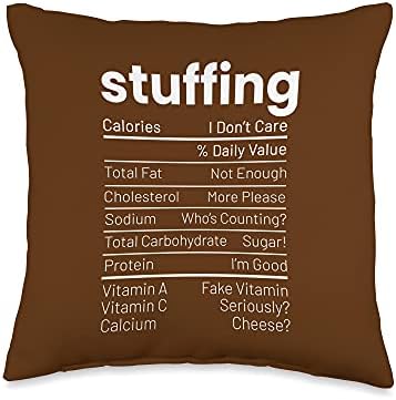 Stuffing Nutrition Facts Thanksgiving Nutrition Facts Brown Throw Pillow by Unknown