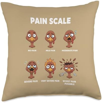Funny Turkey Pain Scale, Thanksgiving Day Humor for Friends Throw Pillow by Unknown