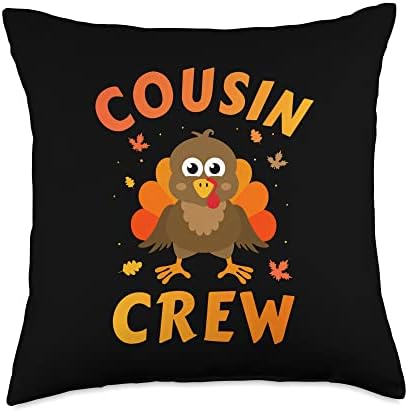 Thanksgiving cousin crew with cute turkey for family reunion Throw Pillow by Unknown