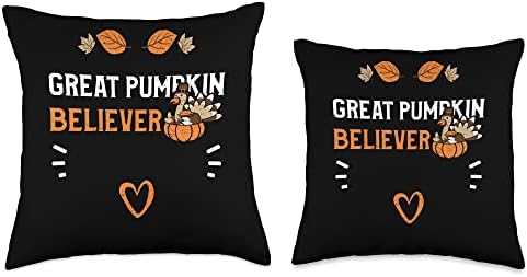 Pumpkin: Great Pumpkin Believer - Thanksgiving Throw Pillow - Image 3