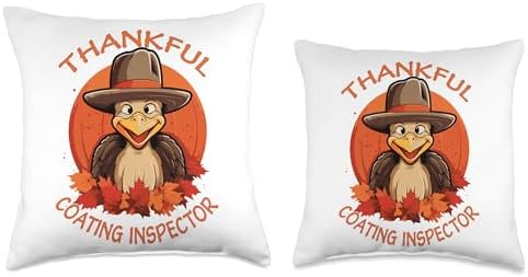 COATING INSPECTOR Gifts Coating Inspector Funny Thanksgiving Turkey & Fall Throw Pillow, 16x16, Multicolor - Image 3
